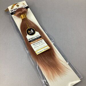 14” Rose Gold Boss Bundles Yaki Straight 100% Human Hair Track Extensions